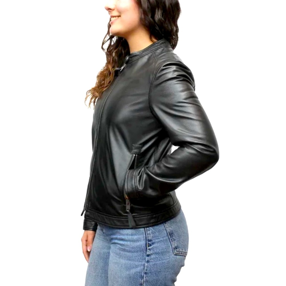 FRYE Ladies' Leather Jacket Moisture-Wicking Fabric Soft Hand Feel XS